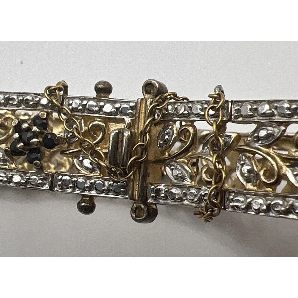 Ross Simons 925 China Silver -  Gold Plated Multi Gemstone Floral Bracelet 15g